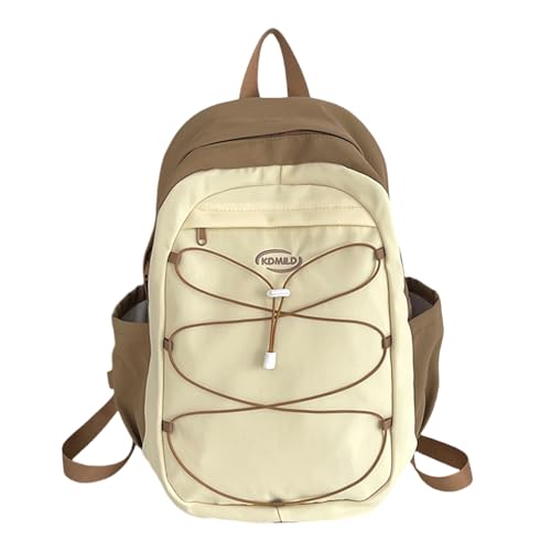 Modischer Tagesrucksack Mit Bungee Seil Schule Student Kontrastfarbe Rucksack Große Kapazität Laptoptasche Büchertasche von Frotox