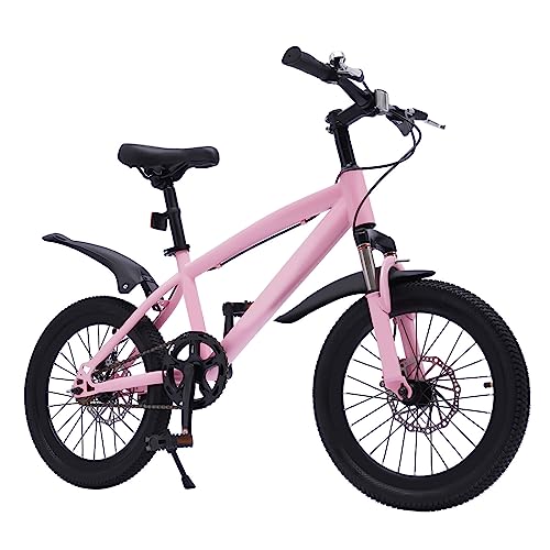 Froulaland Kinderfahrrad 18 Zoll Kinder Mädchen Jungen Fahrrad 18" Rad Mountainbike 1 Speed Seniorenrad mit Kinder mit Bremsen und Kettenschutz (Pink) von Froulaland