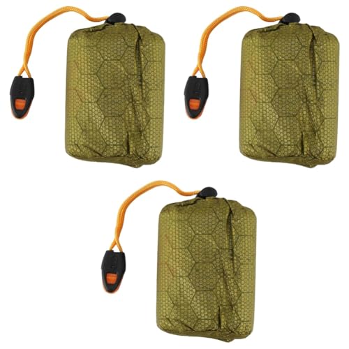 Frsoinor 3X Notfall Schlaf Sack Biwaksack mit Pfeife Draussen Schlaf Sack Thermodecke für Camping Backen Verpackung von Frsoinor