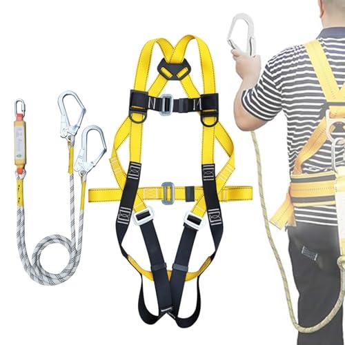 Safety Harness Fall Protection Kit, Full Body Roofing Harness, Construction Safety with 5-Point Adjustable Straps, Heavy-Duty Arrest System for Men, 2800g, 500x5x5cm, Polyester + Metal von Fruusv