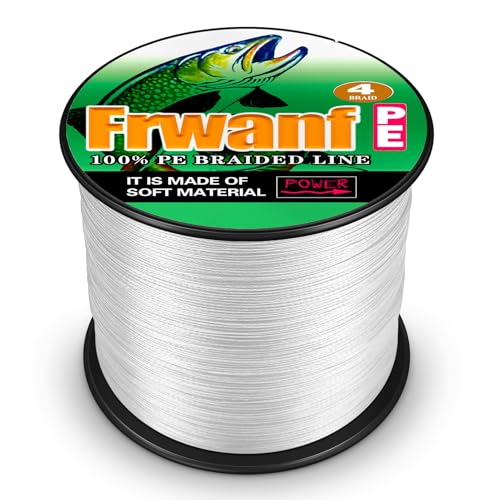 Frwanf Geflochtene Angelschnur, 4 Stränge, kein Dehnen, geringer Speicher, 0,06 mm, Meeresangeln, Flussangeln, Salzwasser, UHMWPE-Faser-Angelschnur, Weiß Frwanf Geflochtene Angelschnur, 4 Stränge, kein Dehnen, geringer Speicher, 0,06 mm, Meeresangeln, Flussangeln, Salzwasser, UHMWPE-Faser-Angelschnur, Weiß von Frwanf