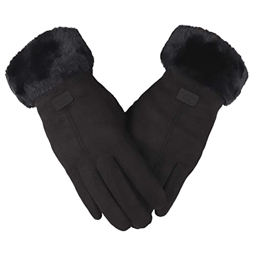 Fucouture Cable Warme Handschuhe für Damen, SMS, Strick, Winter, zum Fahren, Manschette, Wetterhandschuhe, Touchscreen für Kälte, thermische elastische Handschuhe, Fäustlinge (Schwarz #2, von Fucouture