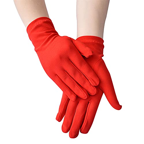 Fucouture Tanz-Handschuhe für Damen, kurz, einfarbig, modische Handschuhe, Accessoire, Fäustlinge, Herren, Rot, Einheitsgröße von Fucouture