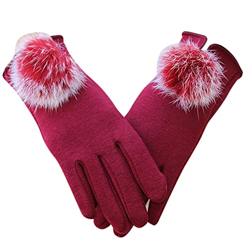 Warme Touchscreen-Handschuhe zum Fahren, elastisches Wetter für kalte Manschetten, Thermo-Strickhandschuhe, Winterhandschuhe, Handschuhe, Fäustlinge, Damen, kaltes Wetter (Rot, Größe 8, Einheitsgröße) von Fucouture