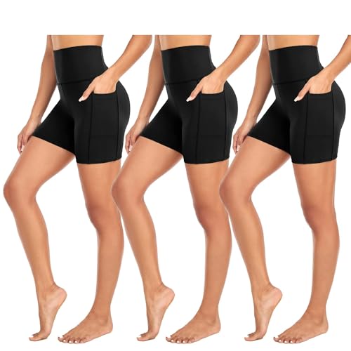 FuelMeFoot 3 Pack Damen Radlerhose mit Taschen Kurze Leggings High Waist Shorts Sporthose Kurze Blickdicht Yoga Shorts Laufhose.01-Schwarz/Schwarz/Schwarz S/M FuelMeFoot 3 Pack Damen Radlerhose mit Taschen Kurze Leggings High Waist Shorts Sporthose Kurze Blickdicht Yoga Shorts Laufhose.01-Schwarz/Schwarz/Schwarz S/M von FuelMeFoot
