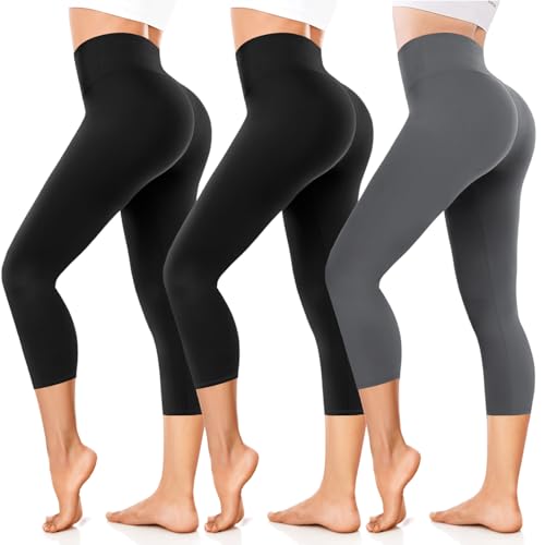 FuelMeFoot Damen 3/4 Leggings Capri 3er Pack High Waist Schwarz Leggins Sommer Blickdicht Yogahose für Sport Gym Lauf. B4-Schwarz/Schwarz/Dunkelgrau S/M FuelMeFoot Damen 3/4 Leggings Capri 3er Pack High Waist Schwarz Leggins Sommer Blickdicht Yogahose für Sport Gym Lauf. B4-Schwarz/Schwarz/Dunkelgrau S/M von FuelMeFoot
