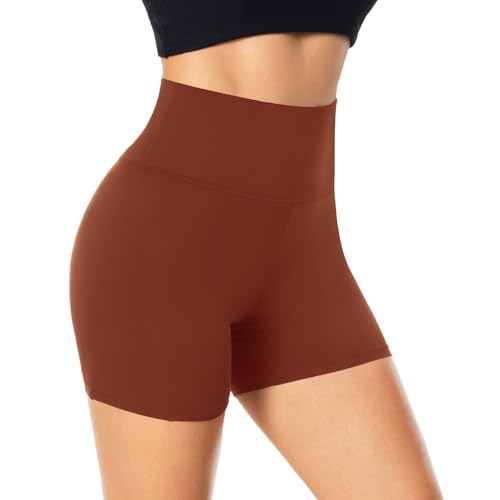 FuelMeFoot Damen Kurze Sporthose High Waist Yoga Sport Shorts Leggings für Sommer Leggins Radlerhose Fitness Hotpants Gym Bike.A09-Maroon S/M von FuelMeFoot