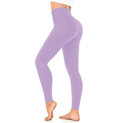 FuelMeFoot Leggings Damen High Waist Blickdicht Leggins mit Bauchkontrolle Slim Fit Angenehm Weiche Elastische Sportleggings 1 Pack-13-Light Purple L/XL FuelMeFoot Leggings Damen High Waist Blickdicht Leggins mit Bauchkontrolle Slim Fit Angenehm Weiche Elastische Sportleggings 1 Pack-13-Light Purple L/XL von FuelMeFoot