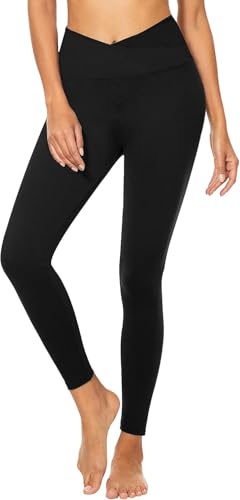 FuelMeFoot Leggings Damen High Waist Blickdicht Leggins mit Bauchkontrolle Slim Fit Angenehm Weiche Elastische Sportleggings. 1 Pack-01-schwarz mit Kreuz L/XL von FuelMeFoot