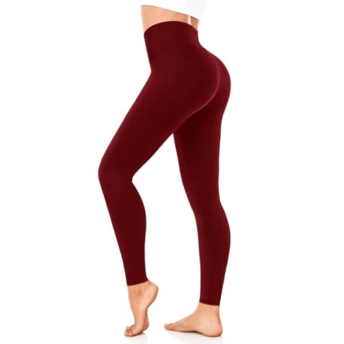 FuelMeFoot Leggings Damen High Waist Blickdicht Leggins mit Bauchkontrolle Slim Fit Angenehm Weiche Elastische Sportleggings.1 Pack-07-Weinrot S/M FuelMeFoot Leggings Damen High Waist Blickdicht Leggins mit Bauchkontrolle Slim Fit Angenehm Weiche Elastische Sportleggings.1 Pack-07-Weinrot S/M von FuelMeFoot