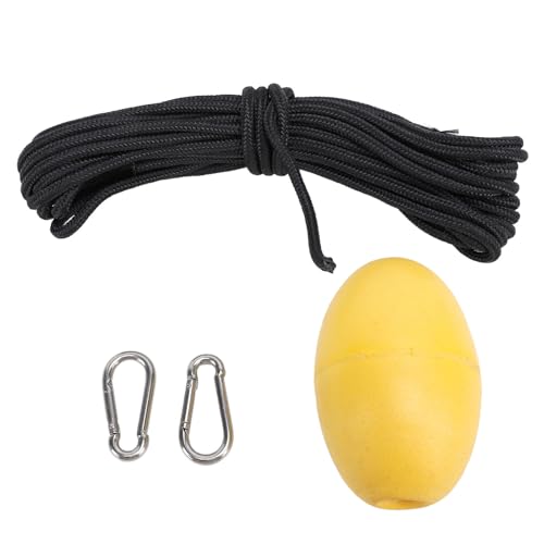 HD Floating Toweil mit Marker Boje - Nylon/PVC -Kajaklinie für Drift Sock & Rescue, 500 lb gelber Schwimmerball - Offshore -Fischerei- und Marinesicherheit (Schwarzes Seil) von Fuerdich