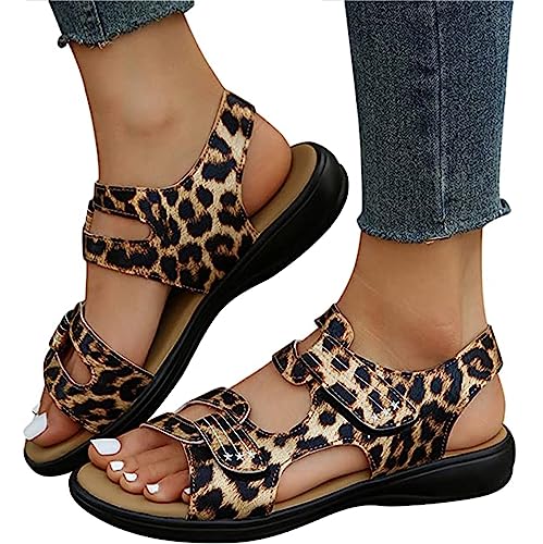 FufIZU Orthopädische Sandalen Für Damen Sommer Atmungsaktiv Offener Zeh Retro Sandaletten Komfort Walking Pantoffeln with Arch Support PU-Leder Plateau Sandals Freizeit Strandschuhe,005,36EU von FufIZU