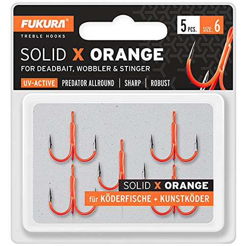 Fukura Solid X Orange Drillinge - Drillingshaken, Größe/Packungsinhalt:Gr. 6 / 5 Stück von Fukura