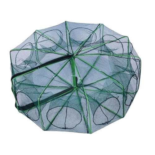 Angeln Reuse, Nylon Krebsfall, Faltbare Köderfalle Fischernetz Angeln Trap Net 10 Löche Cast Mesh Trap Reusen Krebsreuse Gefaltet Aalreus zum Angeln Aller Arten von Krabben Garnelen von Fulenyi