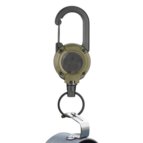 Einziehbarer Schlüsselanhänger, robuster, einziehbarer Schlüsselanhänger - Zugfester Karabiner mit eingezogener Stahlschnur - Ausziehbarer Abzeichenhalter für Outdoor-Aktivitäten von Fulenyi