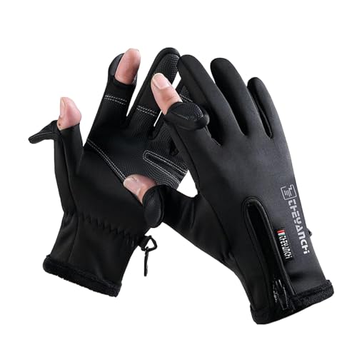 Fahrrad-Winterhandschuhe | Reflektierende wasserdichte warme Fäustlinge rutschfest - Thermo-Handschuhe, auslaufsicher, Zwei Finger, verdickte Fahrhandschuhe mit Fleece-Futter für Bergsteigen, von Fulenyi