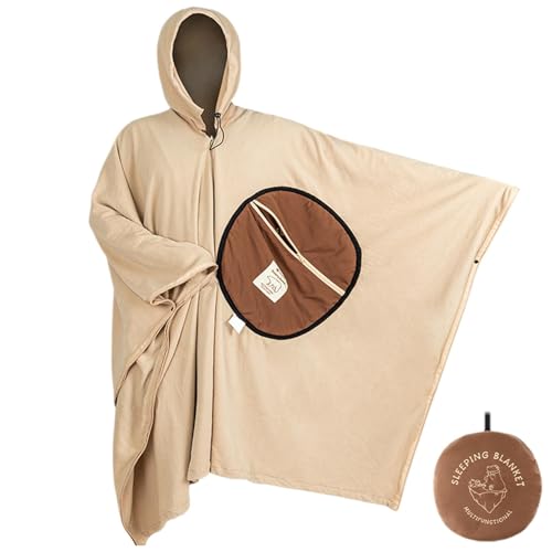 Survival-Poncho, tragbarer Schlafsack,Fleecedecken Schlafsack Poncho | Mehrzweck-Camping-Stadiondecke im Freien, Winddichte Kapuzen-Poncho-Campingdecke für Outdoor-Camping von Fulenyi