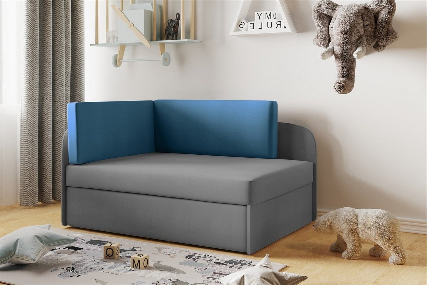 Fun Möbel Kindersofa Sofa Kindersofa Schlafsofa inkl. Bettkasten MAILO Seite Li o. Re, mit Schlaffunktion von Fun Möbel