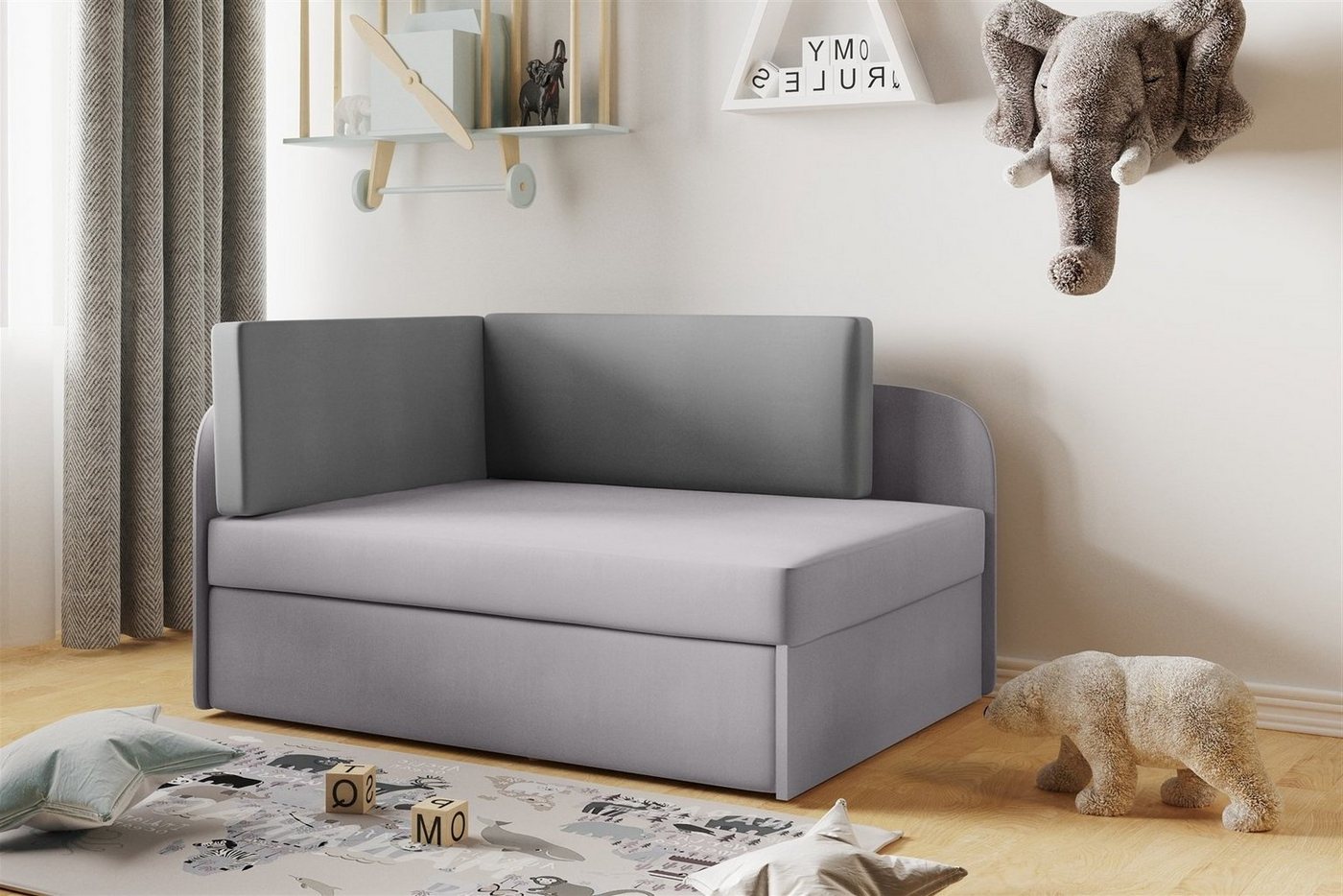 Fun Möbel Kindersofa Sofa Kindersofa Schlafsofa inkl. Bettkasten MAILO Seite Li o. Re, mit Schlaffunktion von Fun Möbel