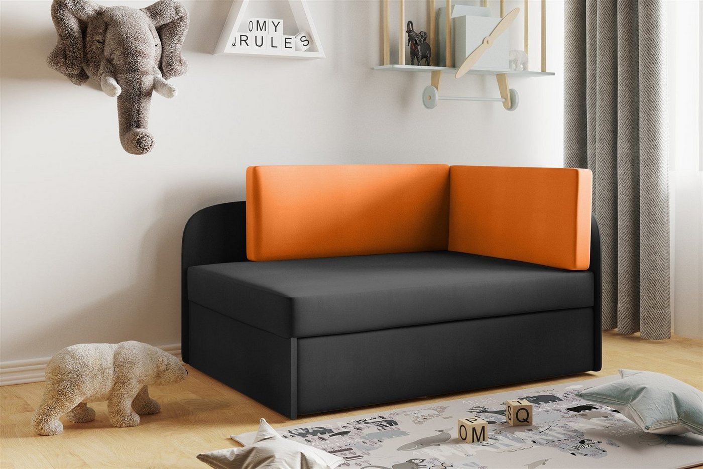 Fun Möbel Kindersofa Sofa Kindersofa Schlafsofa inkl. Bettkasten MAILO Seite Li o. Re, mit Schlaffunktion von Fun Möbel