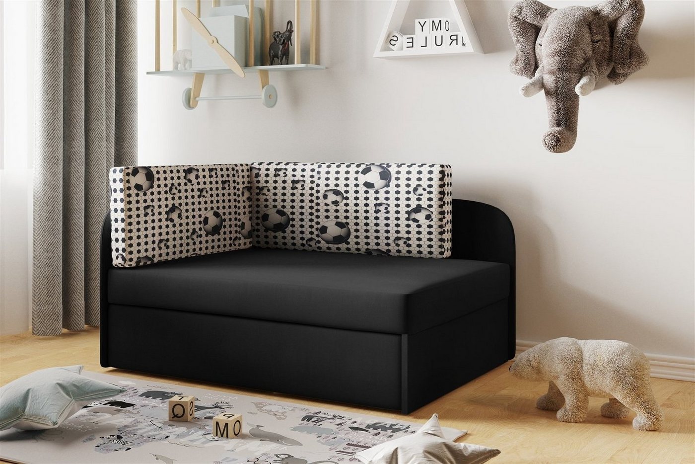 Fun Möbel Kindersofa Sofa Kindersofa Schlafsofa inkl. Bettkasten MAILO Seite Li o. Re, mit Schlaffunktion von Fun Möbel