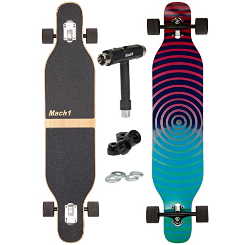 Camber Longboard mit Keramik Kugellager in Flex1 Drop Through Cruiser Freeride Skaten Komplettboard mit T-Tool von FunTomia