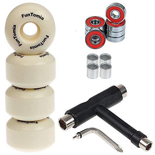 FunTomia 4X Rillen-Profil Rollen 53mmx34mm Härtegrad 100A + T-Tool für Skateboards inkl. 2RS ABEC-9 Kugellager/Wheels FunTomia 4X Rillen-Profil Rollen 53mmx34mm Härtegrad 100A + T-Tool für Skateboards inkl. 2RS ABEC-9 Kugellager/Wheels von FunTomia