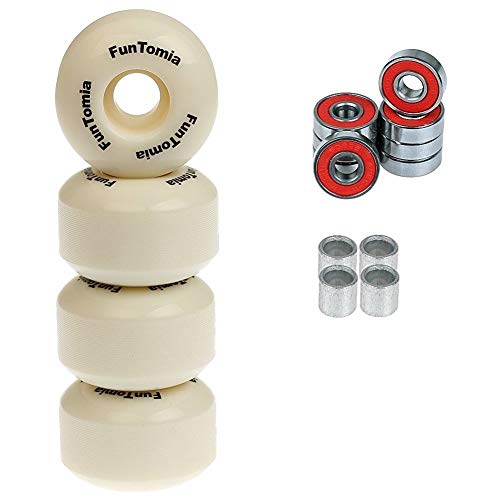 FunTomia 4X Rillen-Profil Rollen 53mmx34mm für Skateboards inkl. Mach1 Kugellager/Wheels Härtegrad 100A von FunTomia