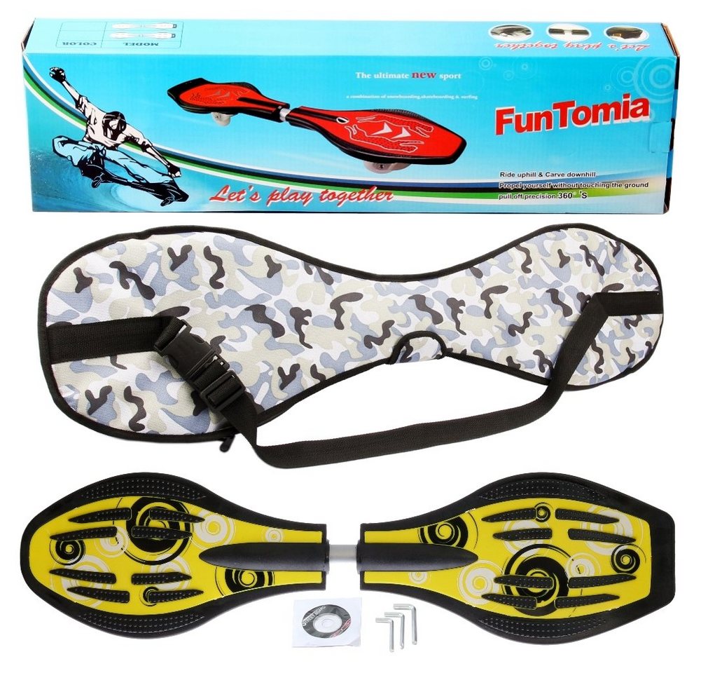 FunTomia Waveboard Waveboard mit Mach1 ABEC-9 Kugellager, LED Rollen & Tragetasche von FunTomia