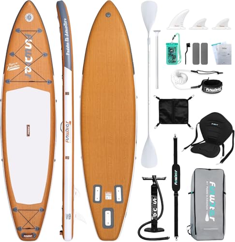 FunWater Stand Up Paddling Board Inflatable Board 350 cm Standup Paddle Board Aufblasbar mit Sitz, Dual Use Paddel und Pumpe (Massiv Weiß) von FunWater