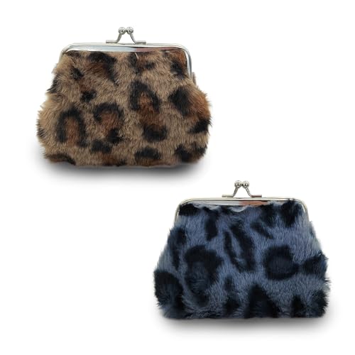 FuninCrea 2 Stücke Münzbörsen, 4inches Plüsch Münzbeutel Kleingeldbörse für Frauen und Mädchen, Mini Täschchen mit Kiss Lock, Kleine Täschchen Mini Geldbeutel Täschchen mit Leopard Muster (Stil 1) FuninCrea 2 Stücke Münzbörsen, 4inches Plüsch Münzbeutel Kleingeldbörse für Frauen und Mädchen, Mini Täschchen mit Kiss Lock, Kleine Täschchen Mini Geldbeutel Täschchen mit Leopard Muster (Stil 1) von FuninCrea