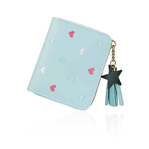 FuninCrea Damen Geldbörse mit Stern Anhänger, PU Leder Portemonnaie Damen mit Mehrere Kartensteckplätze, Damen Geldbeutel Klein mit Reißverschluss, Damen Portmonee mit Stickerei Herzmuster FuninCrea Damen Geldbörse mit Stern Anhänger, PU Leder Portemonnaie Damen mit Mehrere Kartensteckplätze, Damen Geldbeutel Klein mit Reißverschluss, Damen Portmonee mit Stickerei Herzmuster von FuninCrea