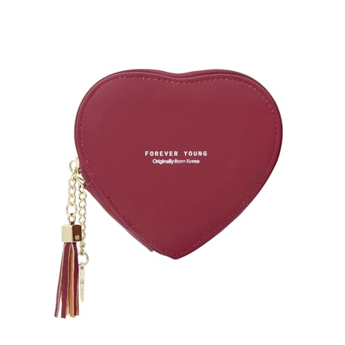 FuninCrea Münzbörsen Mini Täschchen, PU Leder Mini Geldbeutel Täschchen mit Reißverschluss für Frauen und Mädchen, herzförmige Münzbörsen Kleine Täschchen mit Schlüsselanhänger für Münzen (rot) FuninCrea Münzbörsen Mini Täschchen, PU Leder Mini Geldbeutel Täschchen mit Reißverschluss für Frauen und Mädchen, herzförmige Münzbörsen Kleine Täschchen mit Schlüsselanhänger für Münzen (rot) von FuninCrea