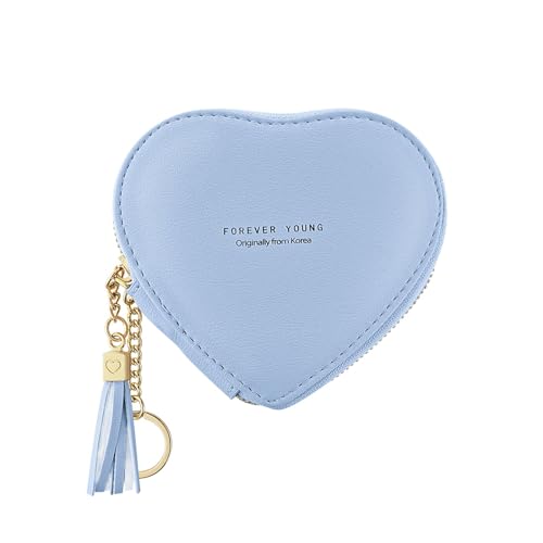 FuninCrea Münzbörsen Mini Täschchen, PU Leder Mini Geldbeutel Täschchen mit Reißverschluss für Frauen und Mädchen, herzförmige Münzbörsen Kleine Täschchen mit Schlüsselanhänger für Münzen (blau) FuninCrea Münzbörsen Mini Täschchen, PU Leder Mini Geldbeutel Täschchen mit Reißverschluss für Frauen und Mädchen, herzförmige Münzbörsen Kleine Täschchen mit Schlüsselanhänger für Münzen (blau) von FuninCrea