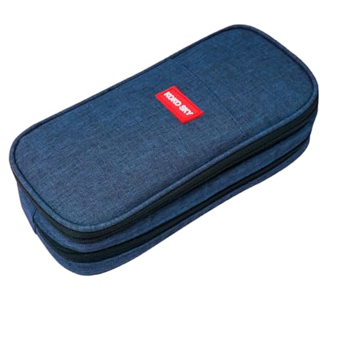 Funmo Federmäppchen, Große Kapazität Mäppchen mit Reißverschluss, Mäppchen Jungen Etui Schule Federpenal Pencil Case für Mädchen Frauen Schüler Schule Bürobedarf (Navy Blau) von Funmo