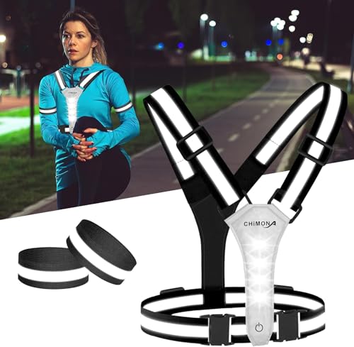 Funmo LED Laufweste Reflektorweste Warnweste Wiederaufladbare Lauflampe, 360° Reflektorweste mit Hoher Sichtbarkeit, Aufladbar USB Lauflicht für Joggen Wandern oder Radfahren (Black) von Funmo