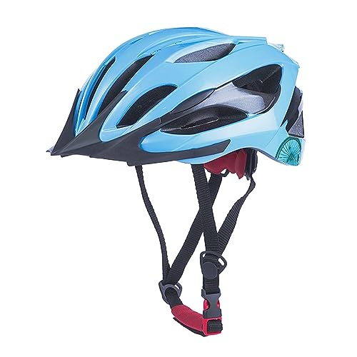 Fahrradhelme mit Beleuchtung, Rennradhelm Atmungsaktiv - Mountainbike-Helme mit Sicherheitsrücklicht, Verstellbarem Knopf und Abnehmbarem Innenfutter-Hellblau von Funthy