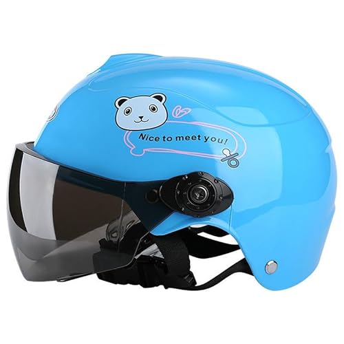 Kinder Fahrradhelm ab 3 Jahre | Jethelm Motorradhelm Rollerhelm Scooter Moped Mofa Helm | Chopper Retro Vintage Kinderhelm mit Visier und Kinnschutz für Jungen Mädchen-Hellblau Kinder Fahrradhelm ab 3 Jahre | Jethelm Motorradhelm Rollerhelm Scooter Moped Mofa Helm | Chopper Retro Vintage Kinderhelm mit Visier und Kinnschutz für Jungen Mädchen-Hellblau von Funthy