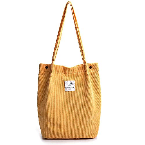 Funtlend Elegant Umhängetasche Damen Groß Cord Tasche Damen Handtasche Schultertasche für Uni Arbeit Mädchen Schule Büro-Gelb Funtlend Elegant Umhängetasche Damen Groß Cord Tasche Damen Handtasche Schultertasche für Uni Arbeit Mädchen Schule Büro-Gelb von Funtlend