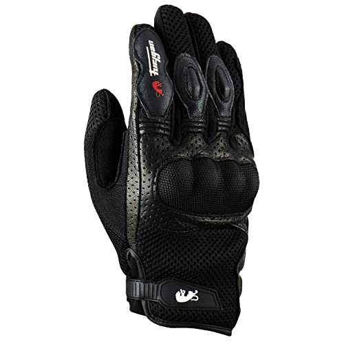 Furygan TD12 Herren Motorradhandschuhe - Handfläche 100% Ziegenleder - Sommerhandschuhe - Gute Belüftung - Mittelhandschutz D3O - Verschiedene Größen, Schwarz von Furygan