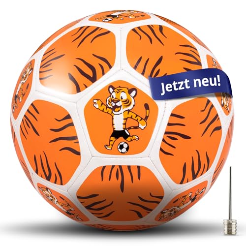 Kinderfussball Größe 3 mit Tiger-Motiv – Fußball für Kinder ab 3 Jahren – Leichter Ball für Jungen & Mädchen – Kinderball für draußen Mitbringsel zum Kindergeburtstag Kinderfussball Größe 3 mit Tiger-Motiv – Fußball für Kinder ab 3 Jahren – Leichter Ball für Jungen & Mädchen – Kinderball für draußen Mitbringsel zum Kindergeburtstag von FussiStar