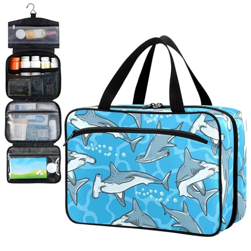 Fustylead Cartoon Hammerhead Sharks Swimming in Under World Travel Pill Bottle Organizer Large Home Storage Medikamententasche mit Reißverschluss für Vitamine, Erste Hilfe, Fischöl, Medizinbedarf, von Fustylead