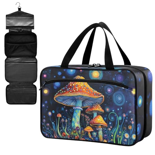 Fustylead Psychedelic Artistic Mushroom Große medizinische Aufbewahrungstasche mit Reißverschluss, leere Erste-Hilfe-Tasche, Trauma-Set für Reisen, Wandern, Camping, Rucksackreisen von Fustylead