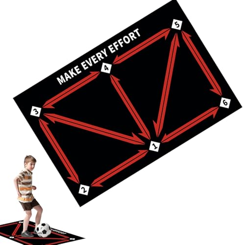 Fußball Trainingsmatte 60x90 cm Fußballmatte Fussball Fußball Schritt Trainingsmattem rutschfeste Fußball Schritt Trainingsmatte Stoßdämpfende Fussball Matte Ballkontrolle Trainingsmatte von Fuuxtci