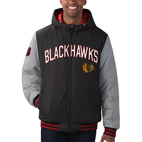 G-III - NHL Chicago Blackhawks Cold Front Polyfilled Padded Jacke Farbe Schwarz, Größe XXL von G-III Sports