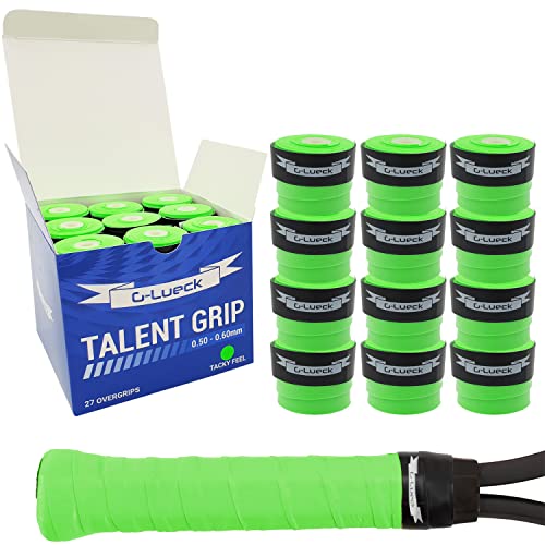27x Overgrips Tennis Talent Grip Griffband in umweltfreundlicher Verpackung | 0,60mm Stärke | Für Squash Badminton Schläger & Golf inkl. Selbstklebendem Abschlußband | sehr griffig (Grün) von G-Lueck