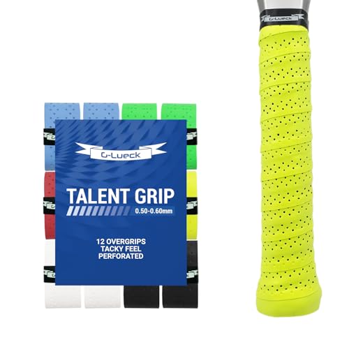 G-Lueck 12er Set Tennis Overgrip Talent Grip mit Perforation | 0,50-0,60mm Stärke | Griffband für Squash Badminton Schläger mit Selbstklebendem Abschlußband | sehr griffig, Anti-Rutsch (Mix 1) von G-Lueck