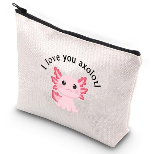 G2TUP Axolotl Kosmetiktasche Axolotl Liebhaber Geschenk I Love You Axolotl Kulturbeutel Salamander Reißverschluss Make-up Tasche, Axolotl, Modern von G2TUP