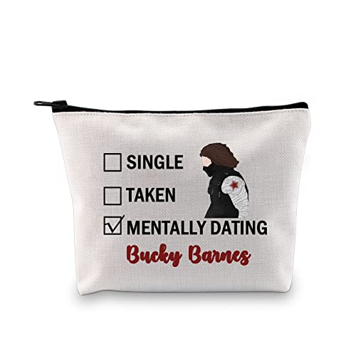 G2TUP Bucky Inspired Gift Single Take Mentally Dating Bucky Make-up-Tasche Winter Soldier Kosmetiktasche Barnes Fan Club Geschenk, Mentally Dating Bucky weiße Tasche von G2TUP