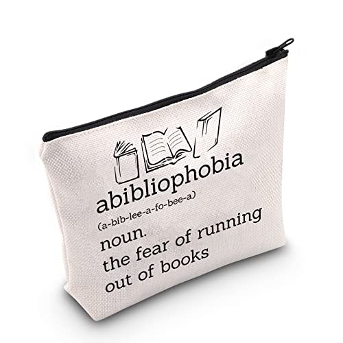G2TUP Kosmetiktasche für Buchliebhaber, Abibliophobia "The Fear Of Running Out Of Books" zum Lesen, Make-up-Tasche, Bücherwurm, Lese-Reisetasche mit Reißverschluss, Abibliophobia weiße Tasche von G2TUP